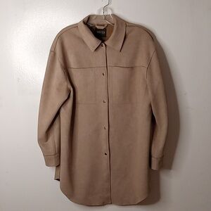 Truth Women's Size Medium Tan Utility Jacket. Shacket. Faux Leather